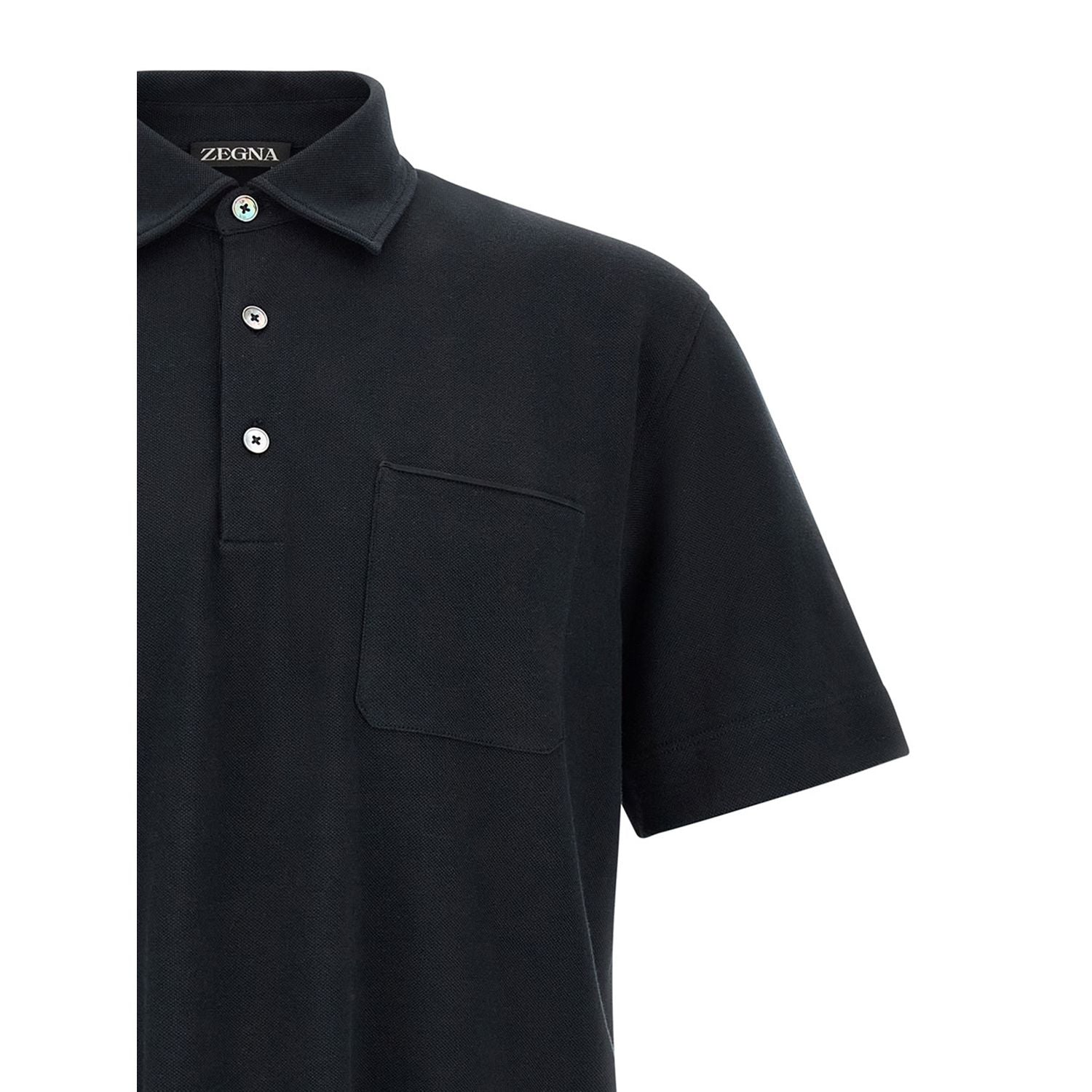 ZEGNA Blue Cotton Polo Shirt