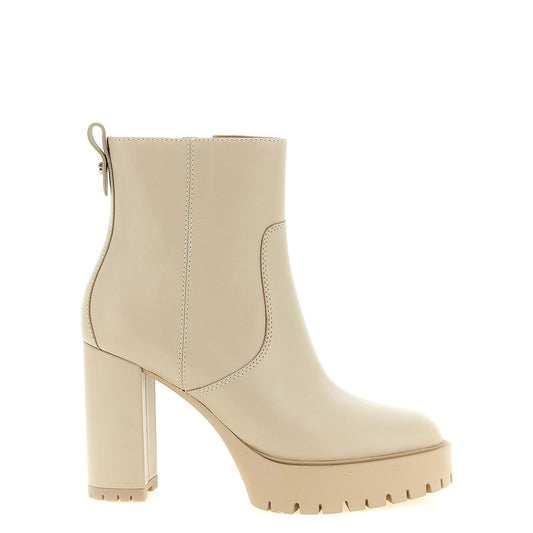 PINKO White Cowhide Ankle Boots