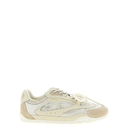 PINKO White Leather Low Top Sneakers