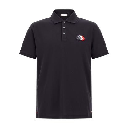 Moncler Blue Cotton Polo Shirt