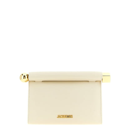 Jacquemus White Lamb Leather Clutch Bag