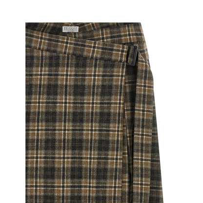 Brunello Cucinelli Brown Virgin Wool Mini Skirt