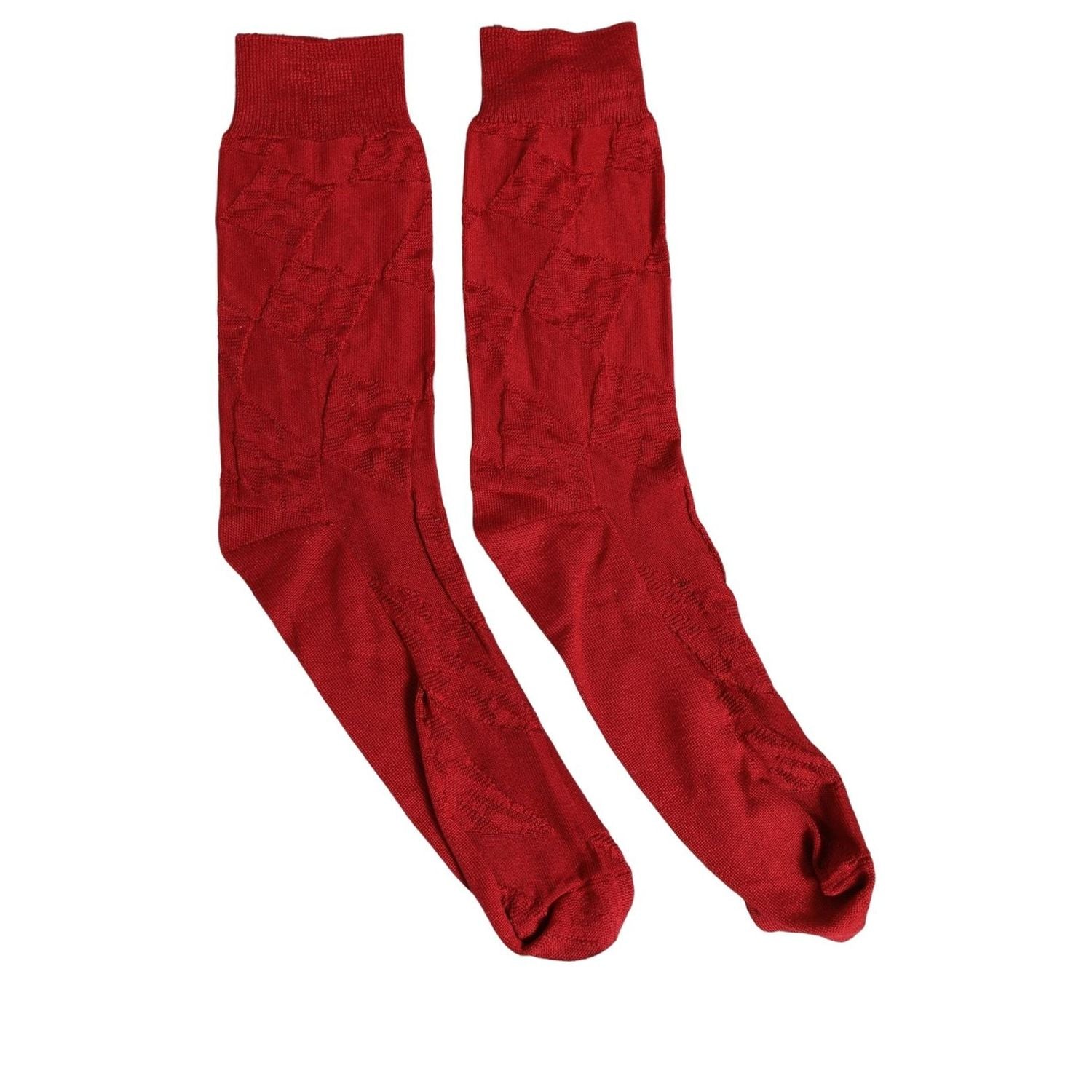 Dolce & Gabbana Men Red 100% Silk Mid Calf Accessory Socks