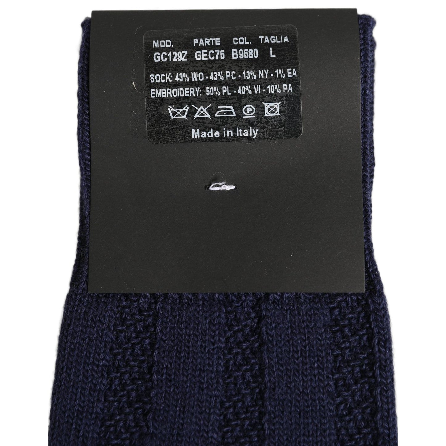 Dolce & Gabbana Navy Blue Wool Crest Logo Knee High Accessory Socks
