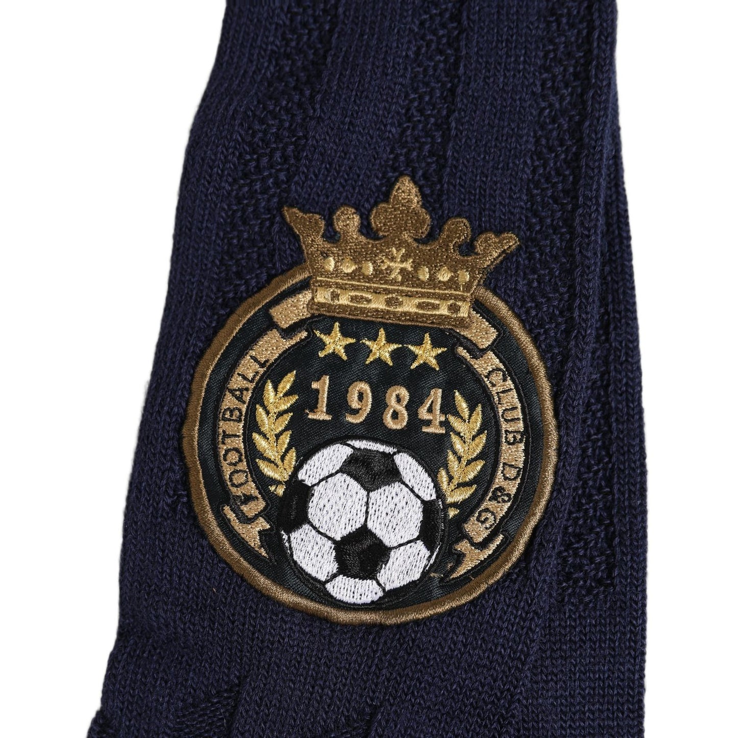 Dolce & Gabbana Navy Blue Wool Crest Logo Knee High Accessory Socks