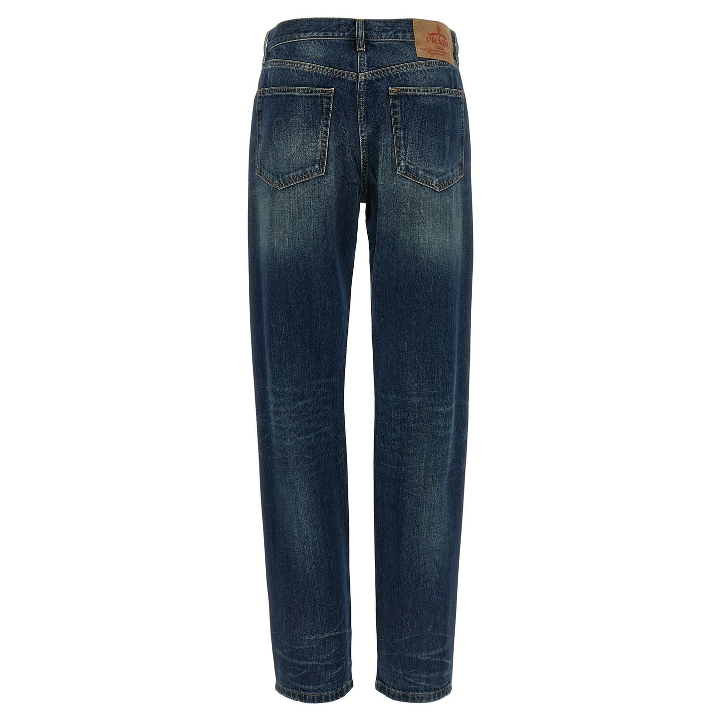 Prada Blue Cotton Straight-Leg Jeans
