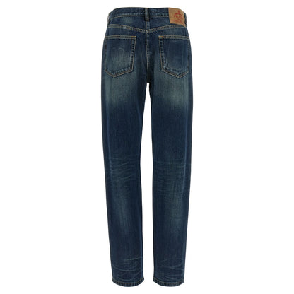 Prada Blue Cotton Straight-Leg Jeans