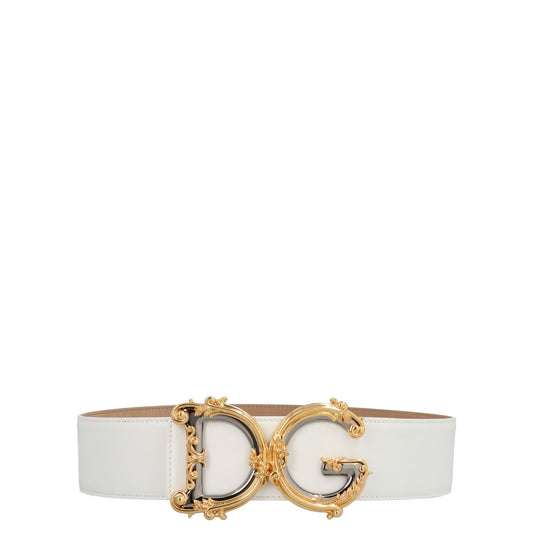 Dolce & Gabbana White Calfskin Regular Belt