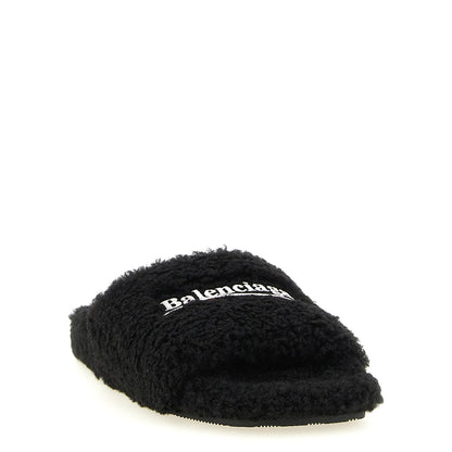 Balenciaga Black Polyester Slides