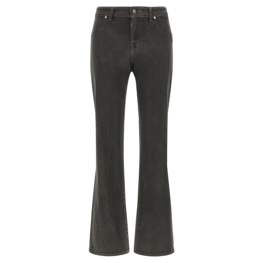 7 For All Mankind Gray Cotton Straight-Leg Jeans