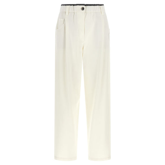 Brunello Cucinelli White Cotton Casual Pants