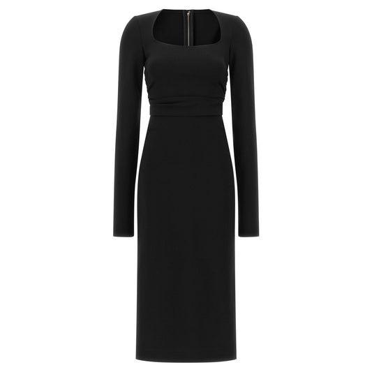 Dolce & Gabbana Black Viscose Midi Dress
