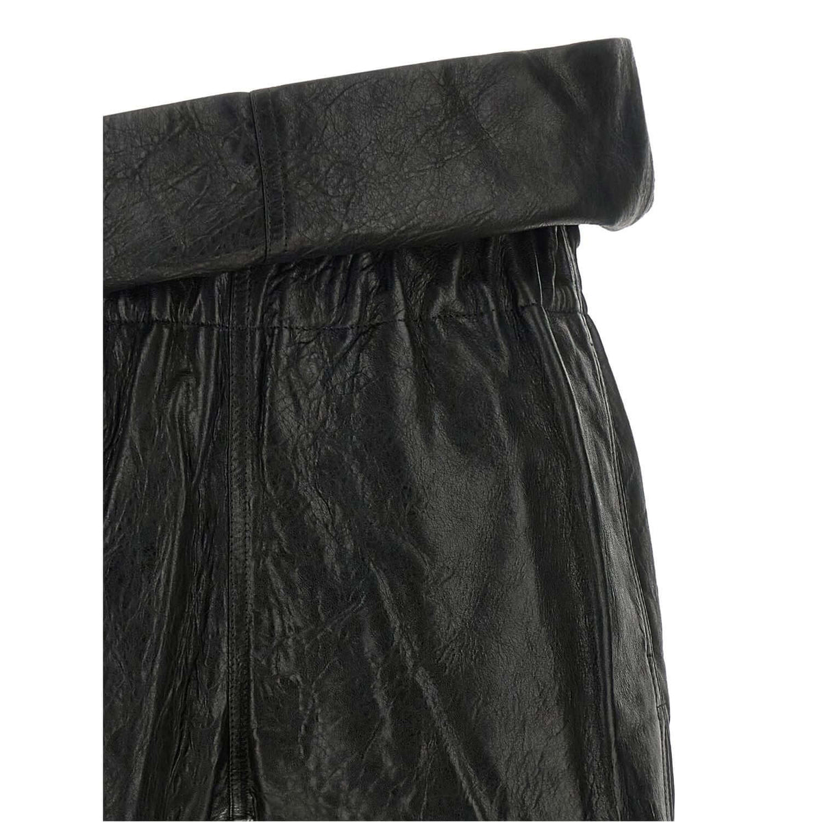Rick Owens Black Lamb Leather Bermuda Shorts