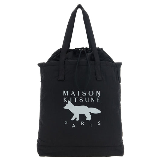 Maison Kitsuné Black Nylon Tote Bag