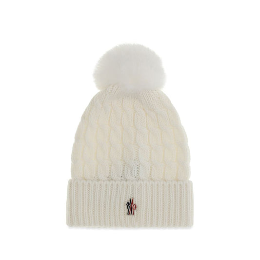 Moncler Grenoble White Wool Oves Aries Beanie