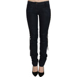 Just Cavalli Blue Low Waist Skinny Trousers Braided String Pants Jeans & Pants