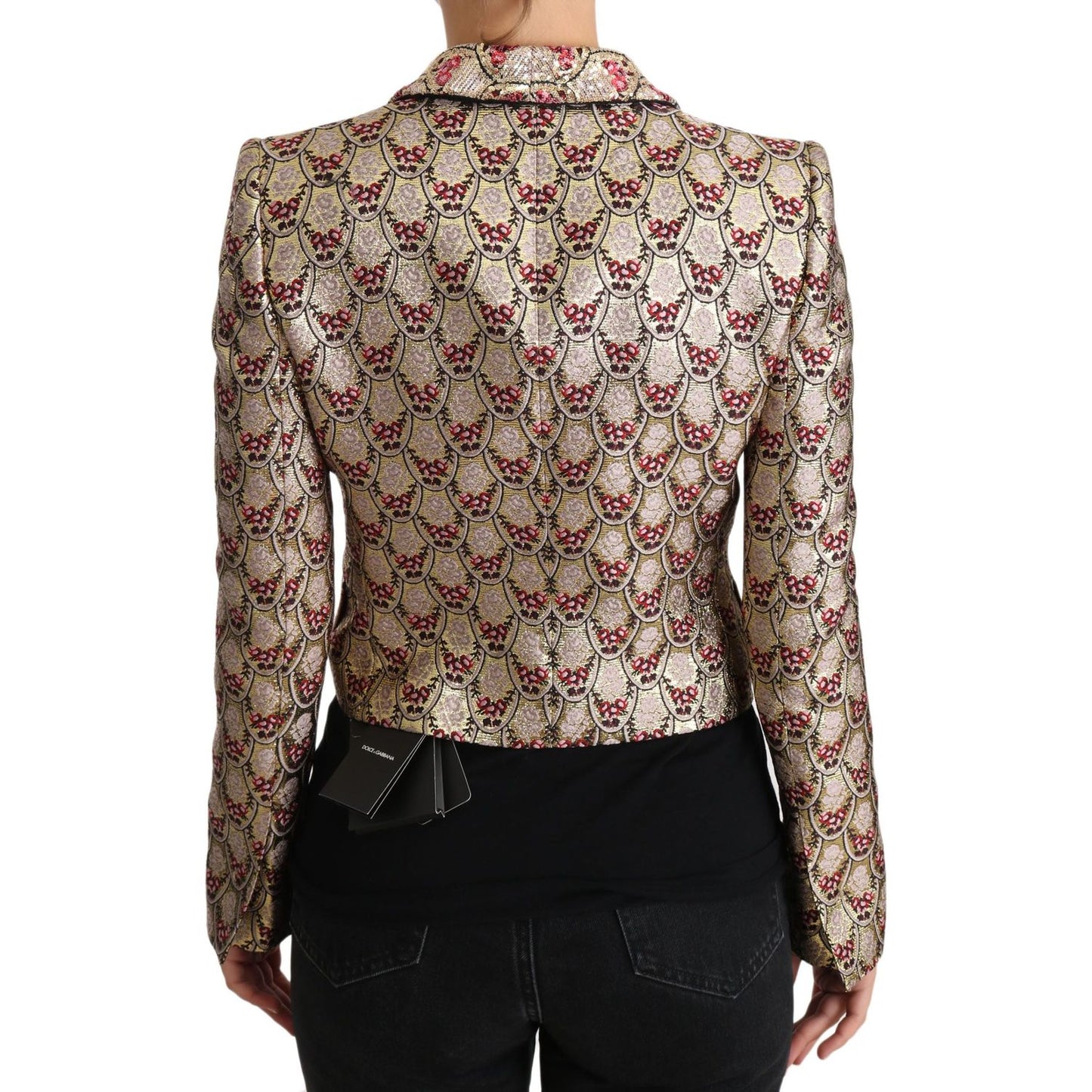 Dolce & Gabbana Gold Floral Sequined Blazer Coat Jacket Coats & Jackets