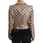 Dolce & Gabbana Gold Floral Sequined Blazer Coat Jacket Coats & Jackets