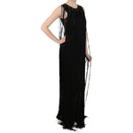 John Richmond Black Silk Beaded Sequined Sheer Dress