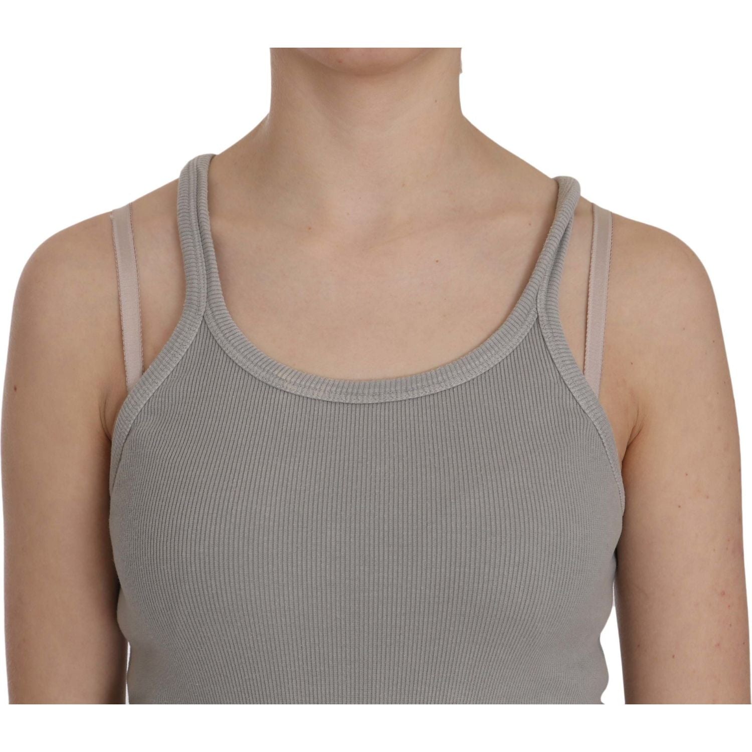 بلوزة رمادية أنيقة من القطن بدون أكمام من PINK MEMORIES