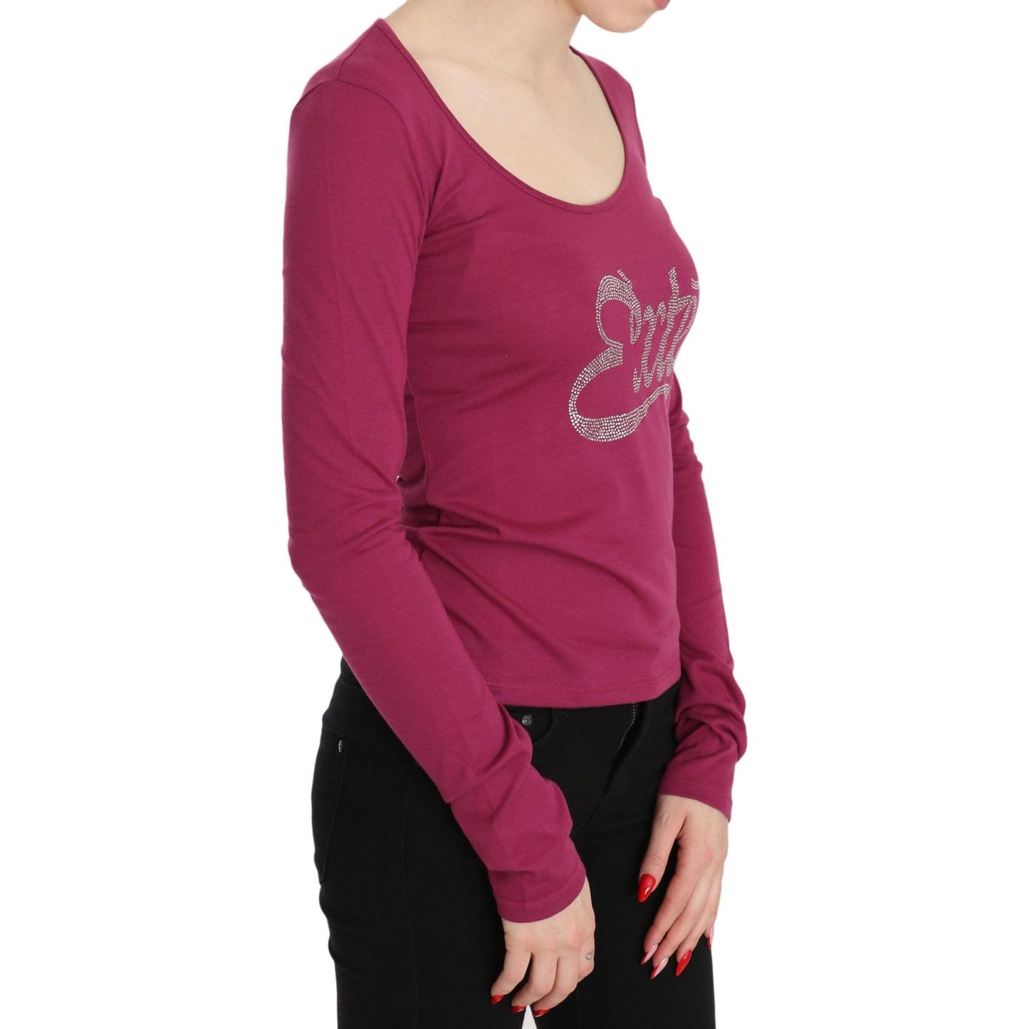 Pink Exte Crystal Embellished Long Sleeve Top