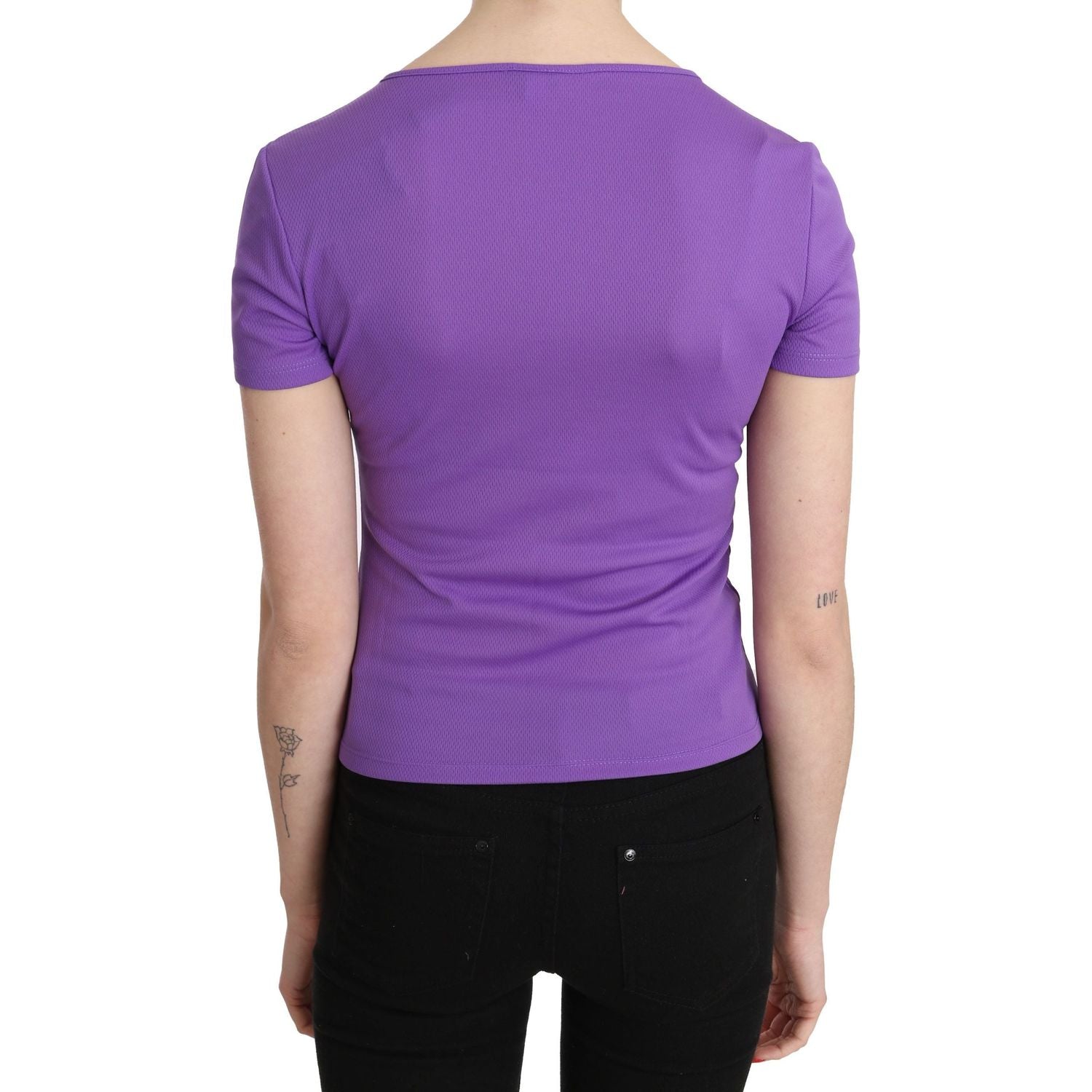 GF Ferre Purple 100% Polyester Short Sleeve Top  Blouse