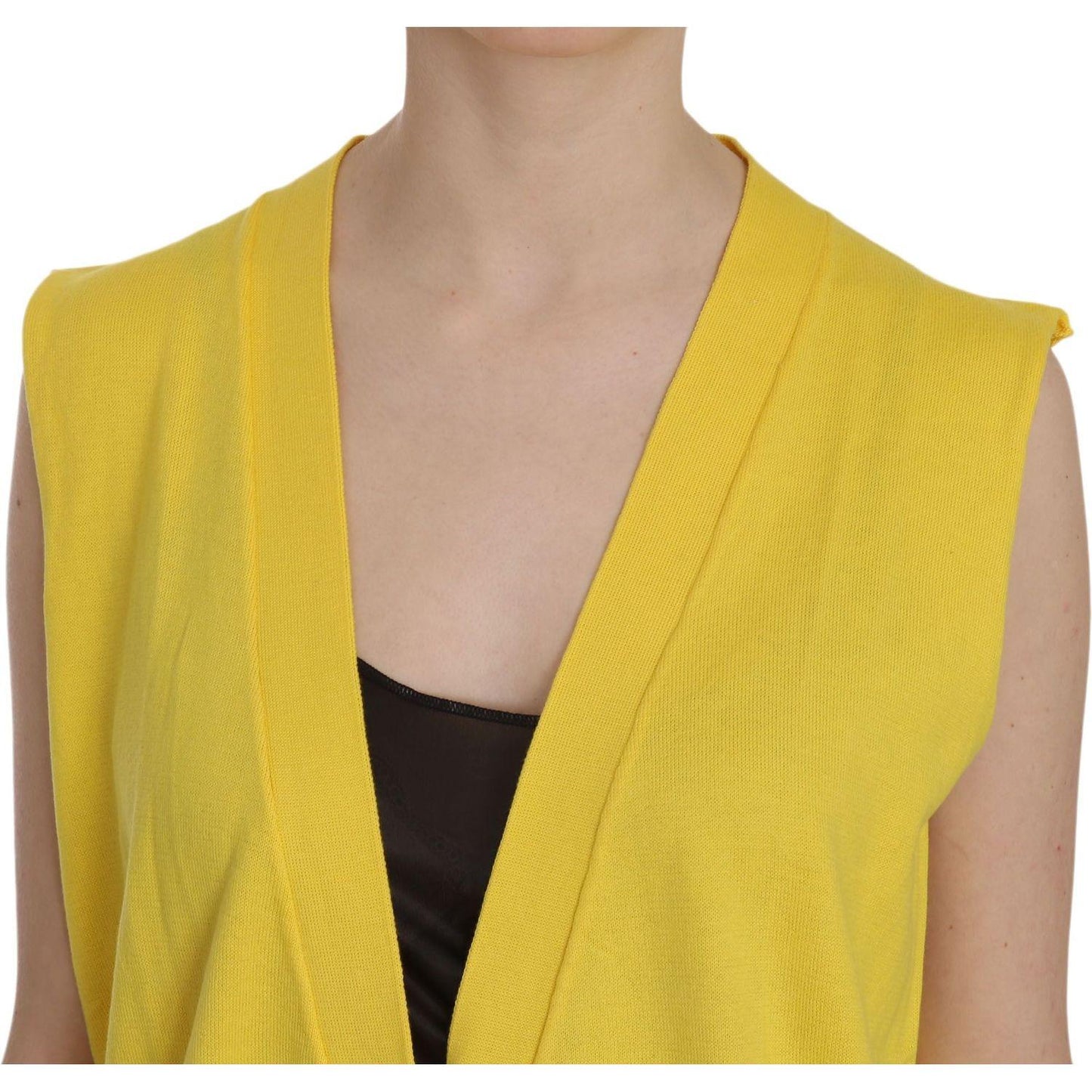 PINK MEMORIES Yellow 100% Cotton Sleeveless Cardigan Top Vest TSH3462-42