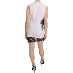 Dsquared² White Printed Crew Neck Sleeveless Bodycon Mini Dress