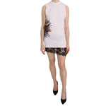 Dsquared² White Printed Crew Neck Sleeveless Bodycon Mini Dress