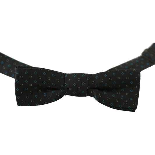 Dolce & Gabbana Men Gray Pattern Silk Adjustable Neck Papillon Bow Tie FT2039