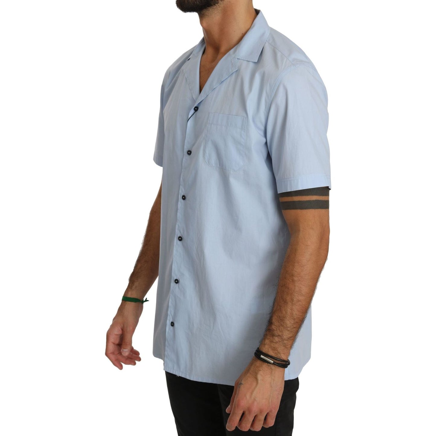 Dolce & Gabbana Blue Short Sleeve 100% Cotton Top Shirt
