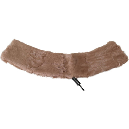 Dolce & Gabbana Beige Fur Neck Collar Lambskin Scarf Fur Scarves