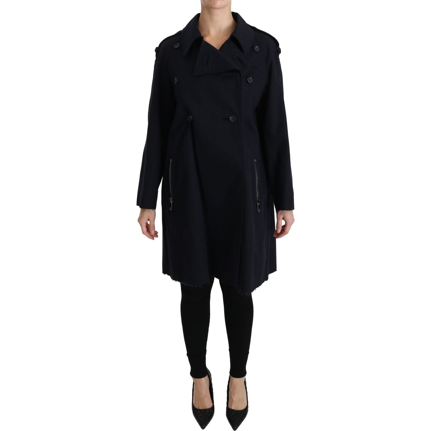 Dolce & Gabbana Coat Blue Cotton Women Trench Jacket Coats & Jackets