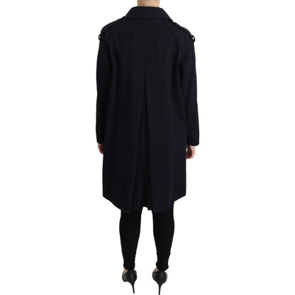 Dolce & Gabbana Coat Blue Cotton Women Trench Jacket Coats & Jackets
