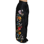 Dolce & Gabbana Black Brocade Floral Sequined Beaded Pants
