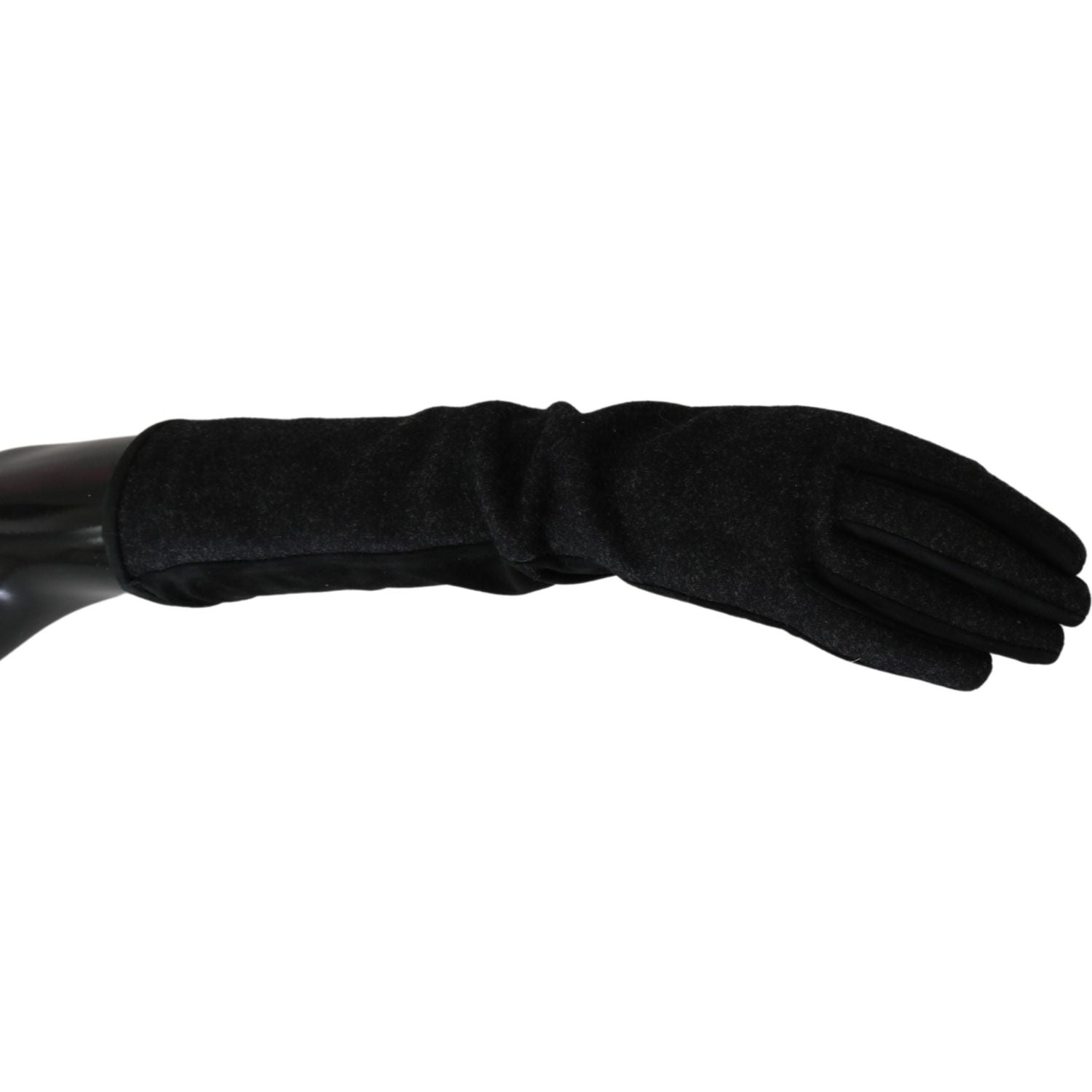 Dolce & Gabbana Black Gray Mid Arm Length Mittens Wool  Gloves