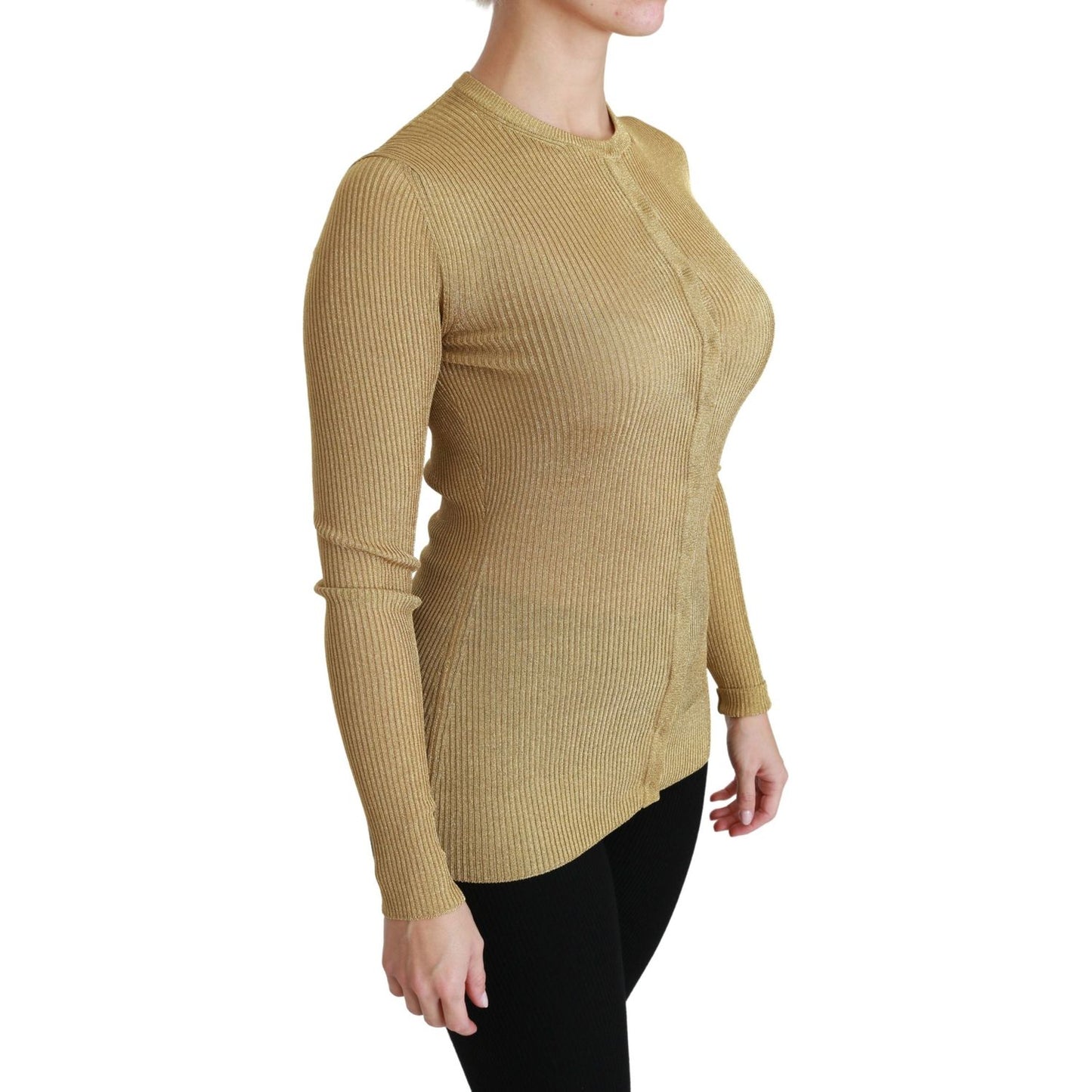 Dolce & Gabbana Gold Long Sleeve Cardigan Viscose Sweater