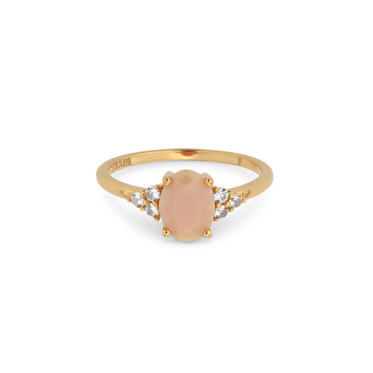 24KAE JEWELS JEWELRY Mod. 12405Y/48 gold ring with pink gemstone and diamond accents.