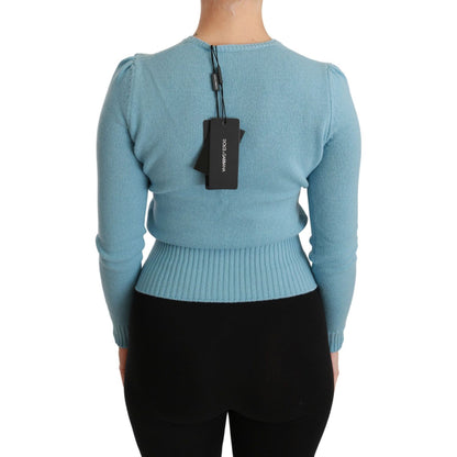 Dolce & Gabbana Blue Wool Queen Heart Pullover Sweater WOMAN TOPS AND SHIRTS
