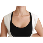 Dolce & Gabbana White Waistcoat Slim Vest Silk Top