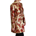 Dolce & Gabbana Red Gold Floral Brocade Cape Coat Jacket JKT2519-36
