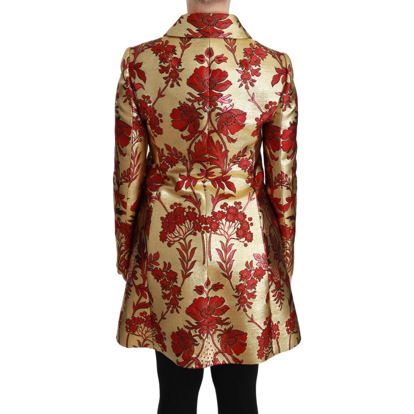 Dolce & Gabbana Red Gold Floral Brocade Cape Coat Jacket JKT2519-36