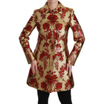 Dolce & Gabbana Red Gold Floral Brocade Cape Coat Jacket JKT2519-36