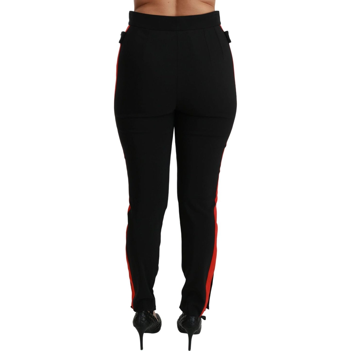 Dolce & Gabbana Black Skinny Stretch Fox Head Cotton Pants