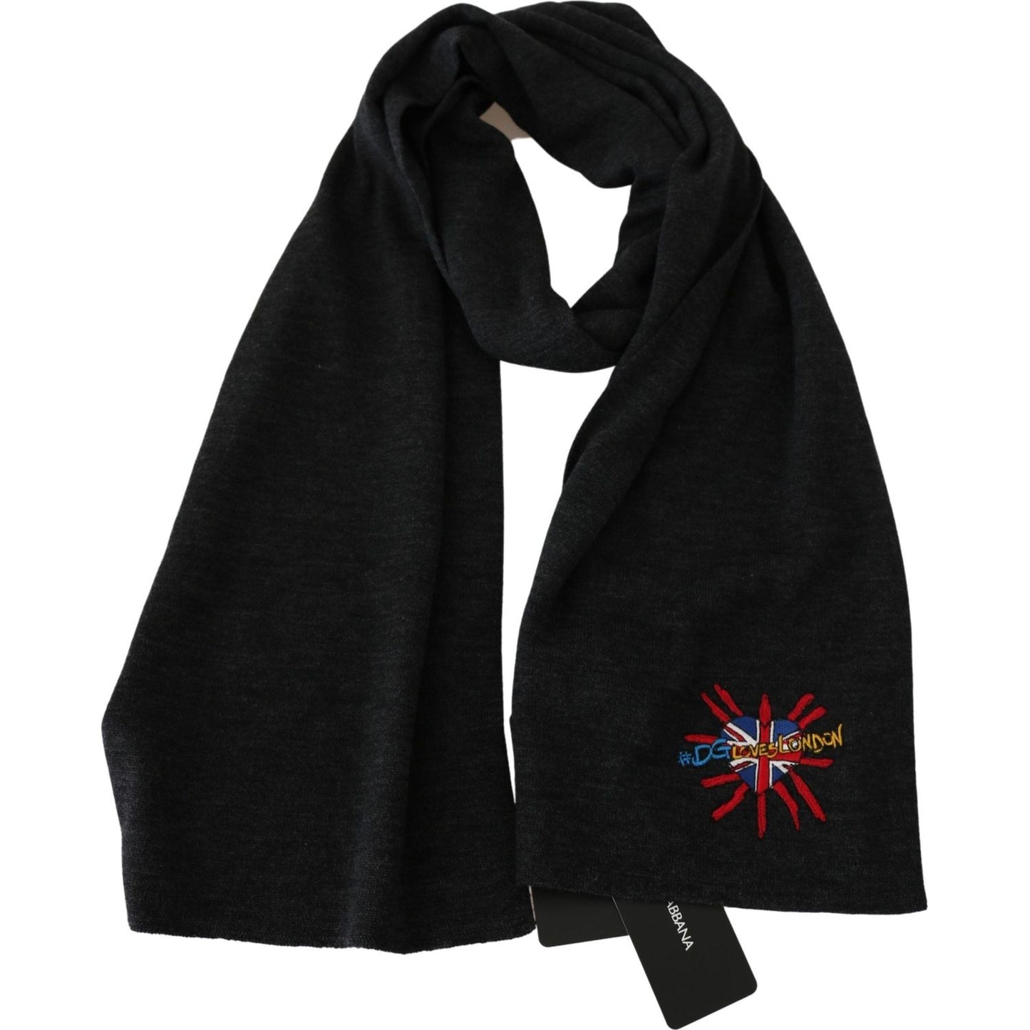 Dolce & Gabbana Gray #DGLovesLondon Wool Wrap Wool Scarf