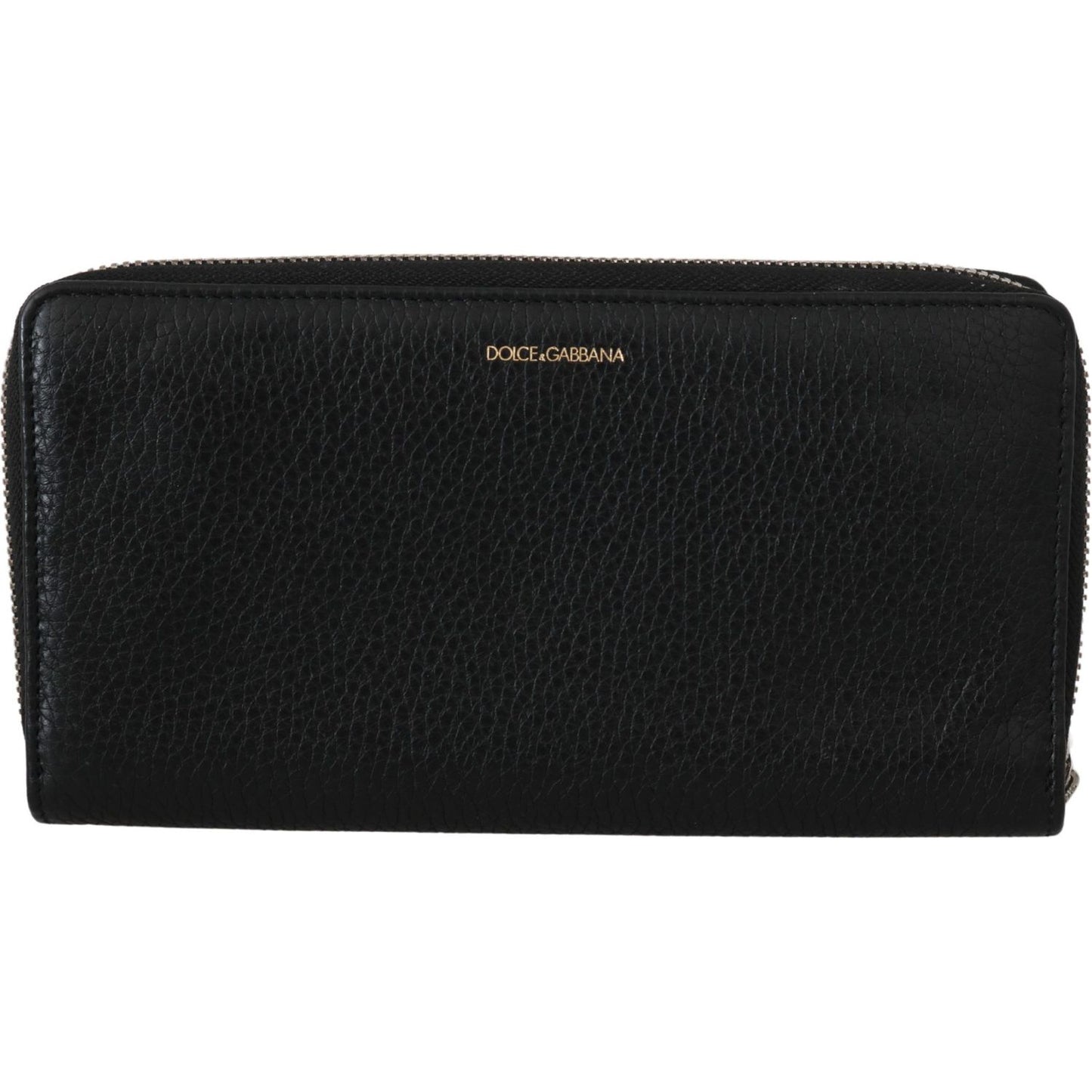 Dolce & Gabbana Black Mens Zipper Continental Purse 100% Leather Wallet Purse