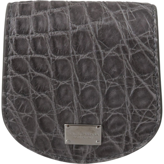 Dolce & Gabbana Gray Exotic Skin Condom Case Holder Pocket Wallet VAS9358