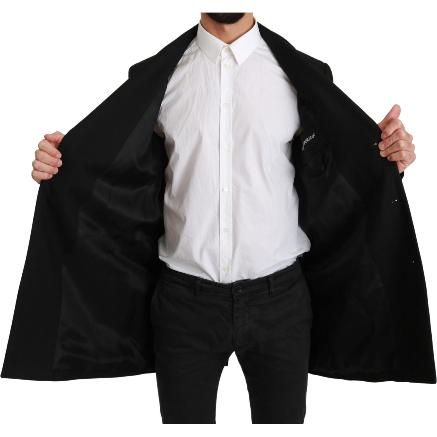 سترة رسمية أنيقة من الصوف باللون الأسود من دولتشي آند غابانا