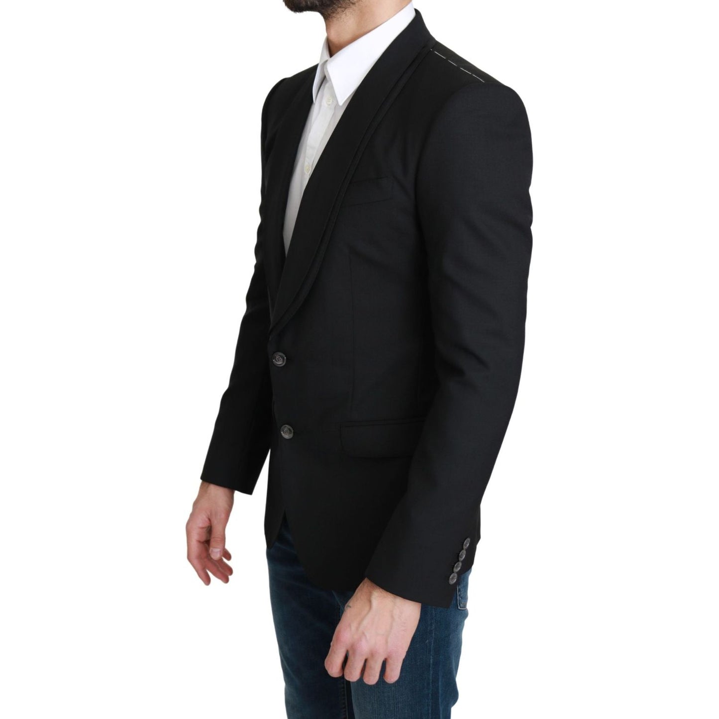 Dolce & Gabbana Black Single Breasted Formal Wool Blazer