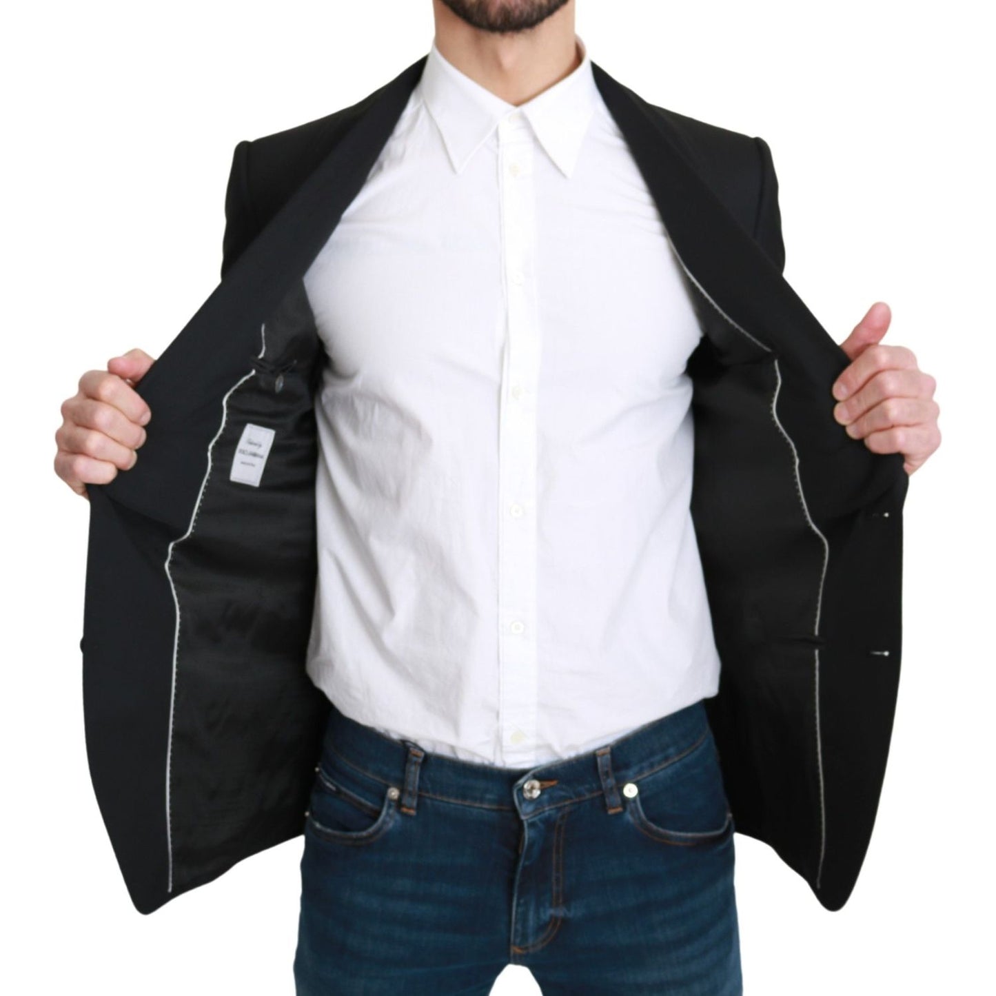 Dolce & Gabbana Black Single Breasted Formal Wool Blazer KOS1755-46